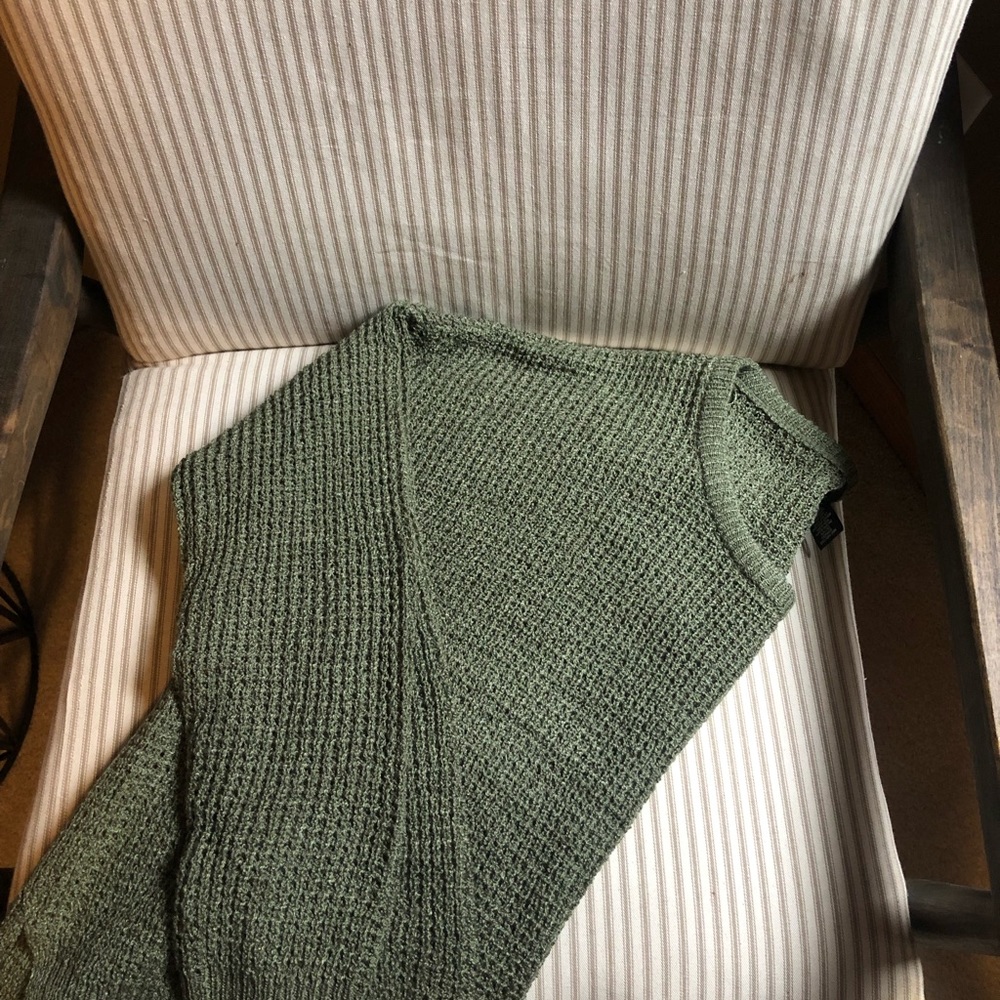 Olive Sheer Knit Cropped Sweater